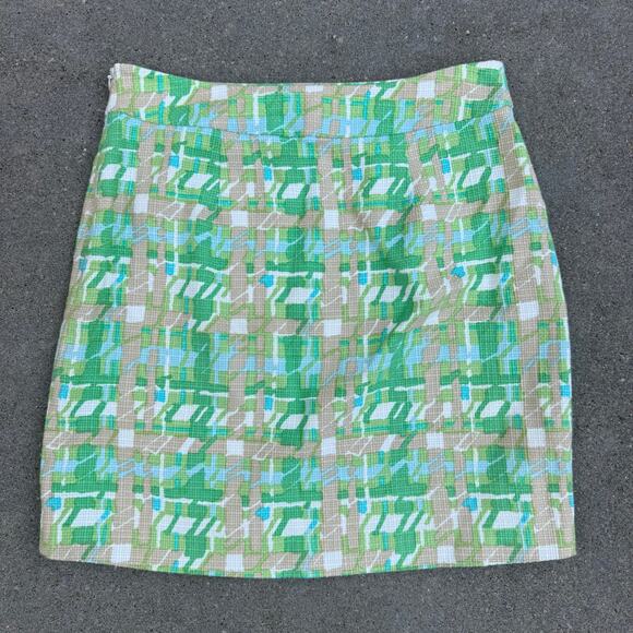 Kate Spade New York Skirt The Rules Green Tan Cream Tweed Mini Skirt Size 6 - Picture 3 of 11